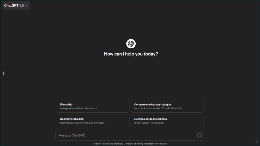 chat gpt screenshot