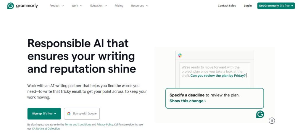 Grammarly a content writing tool